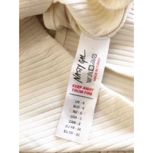 Nasty Gal Collection LS Cream/ Off White Rib Open Back Bodysuit - Picture 5 of 6